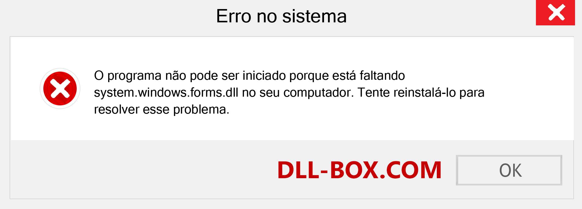 Arquivo system.windows.forms.dll ausente ?. Download para Windows 7, 8, 10 - Correção de erro ausente system.windows.forms dll no Windows, fotos, imagens